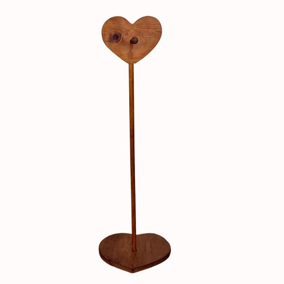 Christmas Mistletoe Ornament Display Stand Rustic Wooden Heart Stocking Holder - Picture 2 of 14